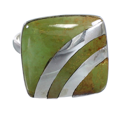 Authentic Sterling Silver Southwestern Turquoise Ring Size 6-3/4 RX81138